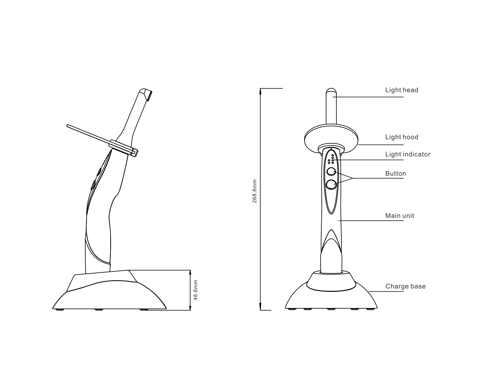لایت کیور بی سیم LED دندانپزشکی WOODPECKER مدل O-LIGHT dental woodpecker LED DTE O-LIGHT curing light
